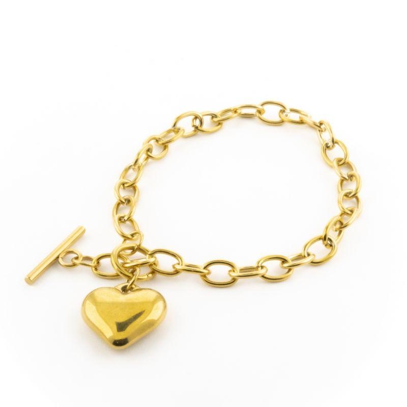 PULSEIRA CORRENTE COM PINGENTE DE CORAÇÃO 18CM SEMIJOIA