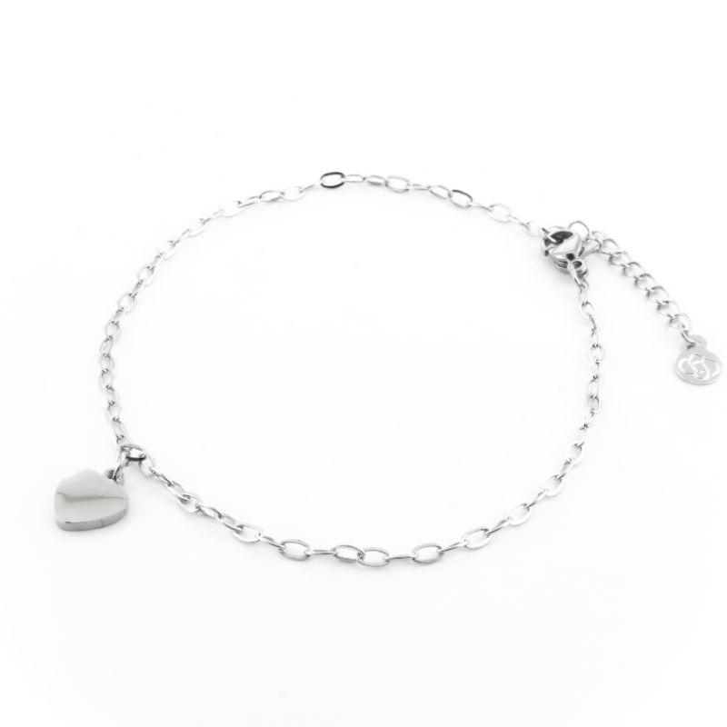 TORNOZELEIRA CORAÇÃO LISO 22CM / 3CM DE EXTENSOR SEMIJOIA