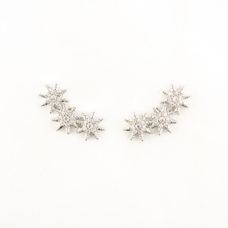 BRINCO EARCUFF ESTRELAS BANHADO NO OURO BRANCO
