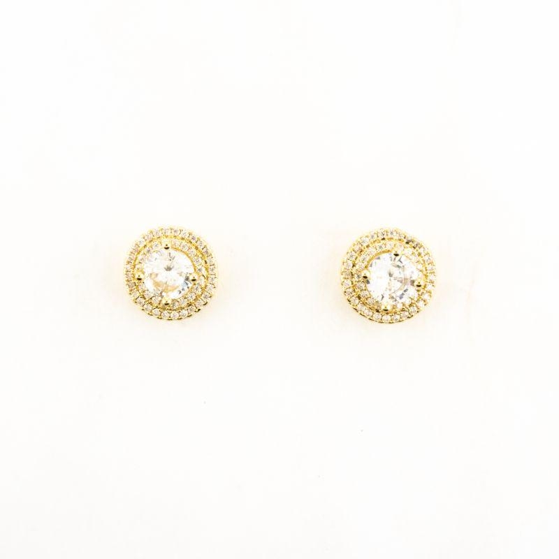 BRINCO REDONDO CRAVEJADO BANHADO NO OURO AMARELO