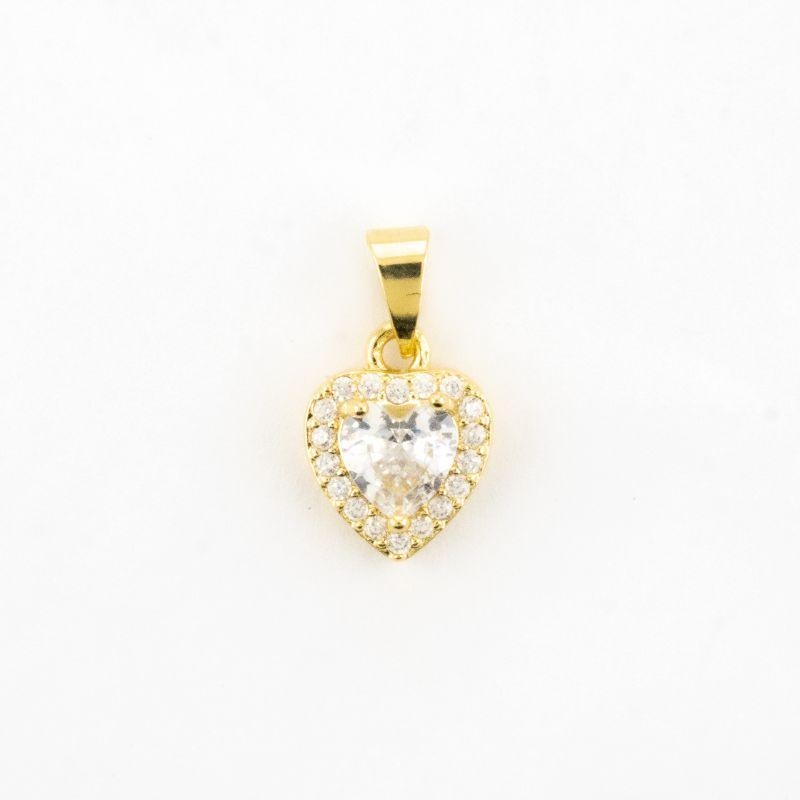 PINGENTE CORAÇÃO CRAVEJADO BANHADO NO OURO AMARELO