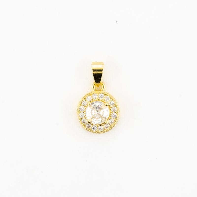 PINGENTE REDONDO CRAVEJADO BANHADO NO OURO AMARELO