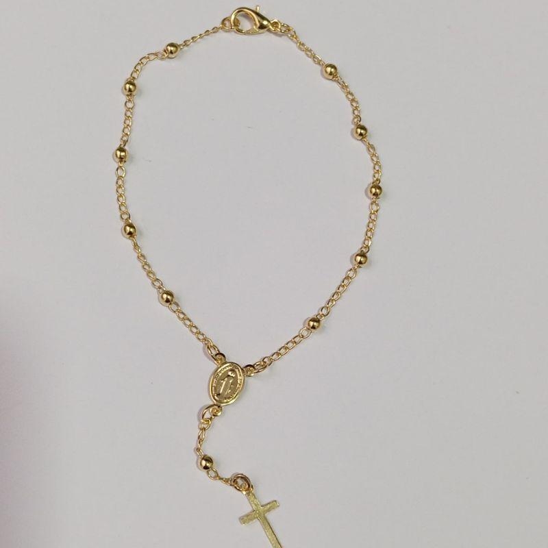 PULSEIRA TERÇO 19CM BANHADA NO OURO AMARELO