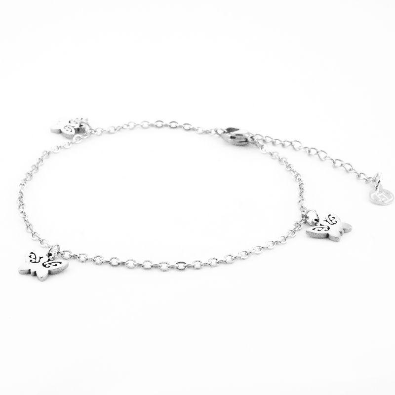 TORNOZELEIRA BORBOLETA 21CM / 5CM DE EXTENSOR SEMIJOIA