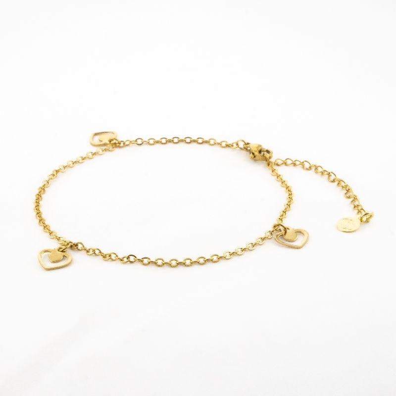 TORNOZELEIRA CORAÇÃO VAZADO 21CM / 5CM DE EXTENSOR SEMIJOIA