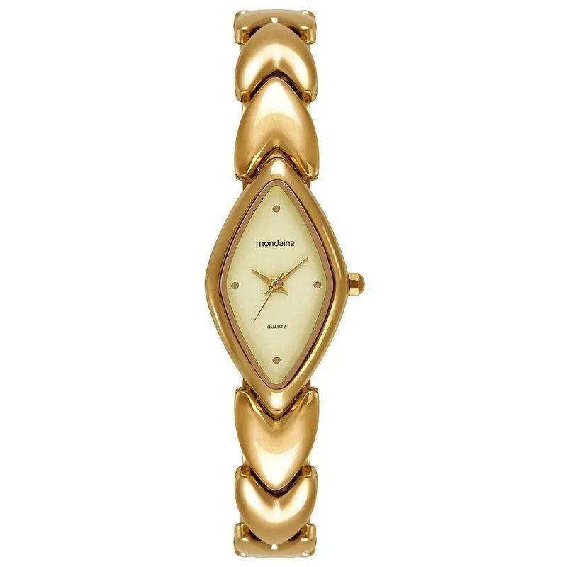 Relógio Feminino Mondaine Dourado Metal Oval Elegante