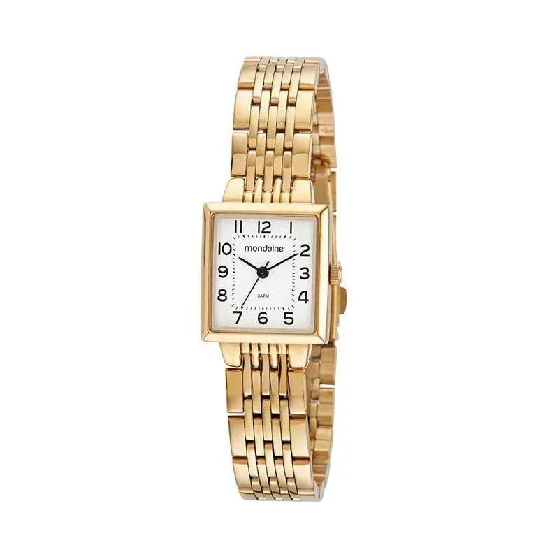 Relógio Feminino Quadrado Dourado