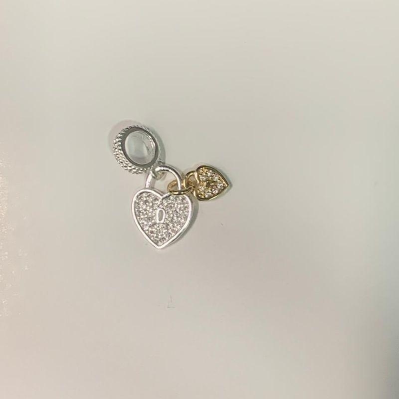 BERLOQUE DUO CORACAO CRAVEJADO PRATA 925