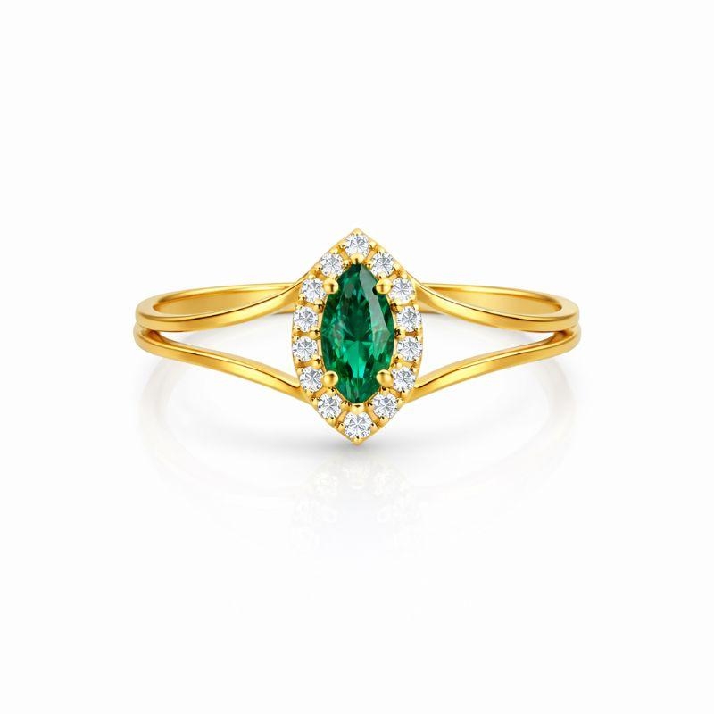 ANEL FORMATURA ESMERALDA OURO 18K