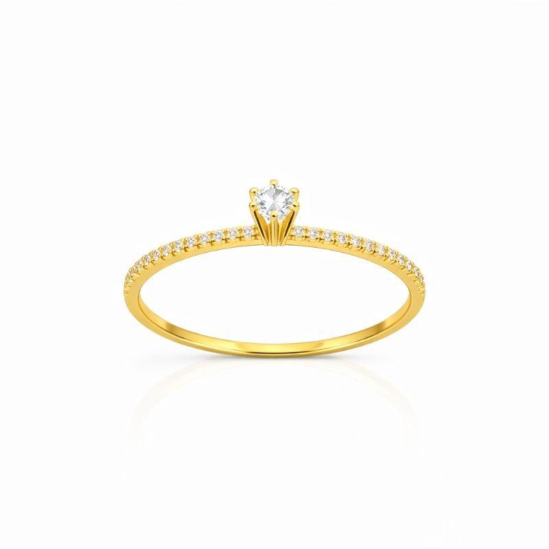 ANEL SOLITARIO CAIXA ALTA 8 GARRAS OURO 18K