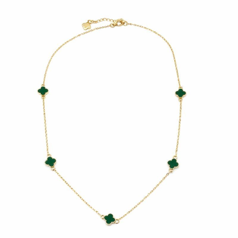 COLAR 5 TREVOS MALAQUITA P