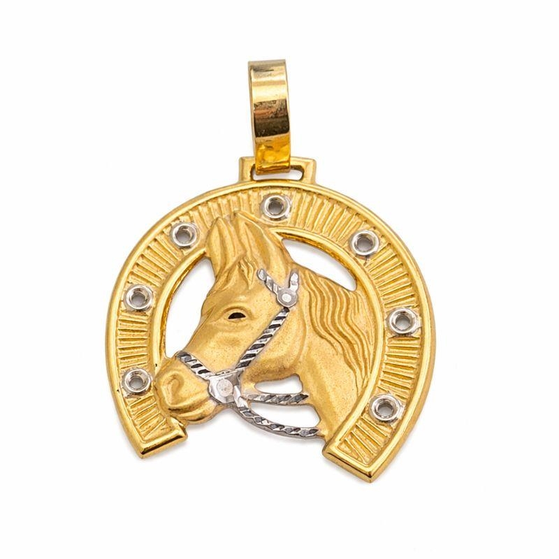 PINGENTE CAVALO DETALHE DIAMANTADO M OURO 18K
