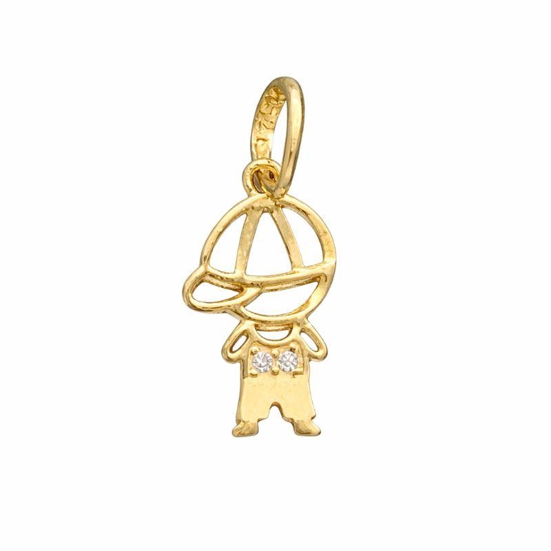 PINGENTE MENINO COM 2 ZIRCONIAS CRAVAJEDA OURO 18K