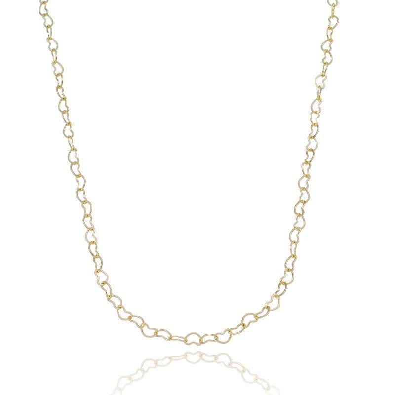 COLAR ELO CORAÇÃO PETIT 45CM BANHO OURO AMARELO