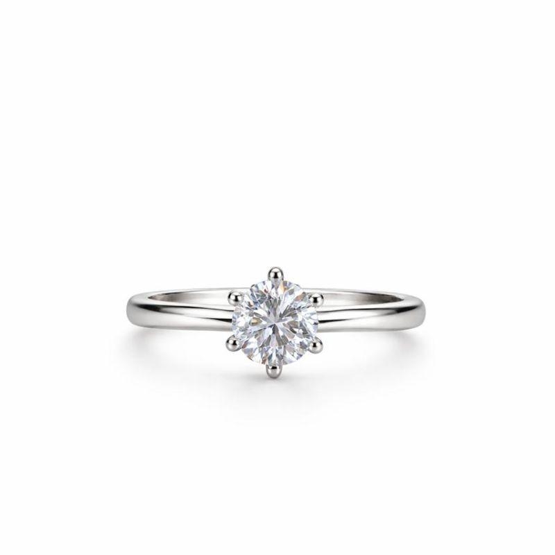 ANEL SOLITÁRIO 6MM ARO LISO 2MM SEMI PRATA