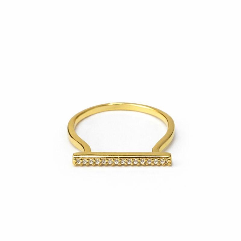 ANEL SUPERIOR RETO CRAVEJADO SEMI OURO