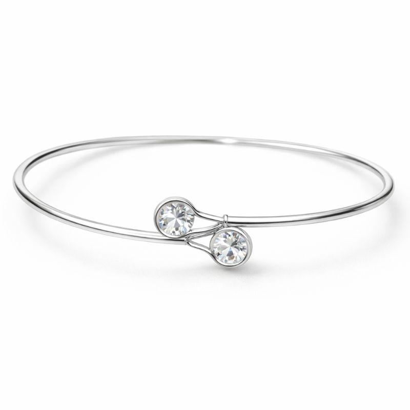 BRACELETE SLIM DUPLO PONTO LUZ SEMI PRATA