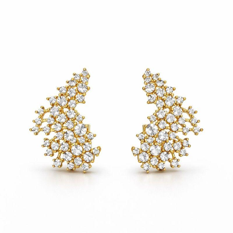 BRINCO EARCUFF GLAM PEDRARIA SEMI OURO
