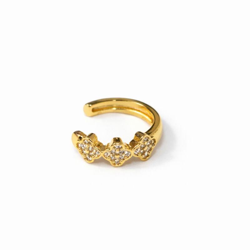 PIERCING FAKE TREVO CRAVEJADO SEMI OURO