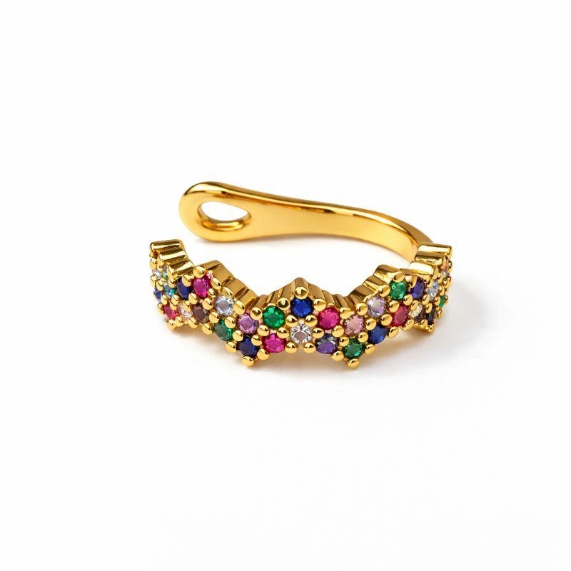 PIERCING FAKE ZIGZAG COLORIDO SEMI OURO