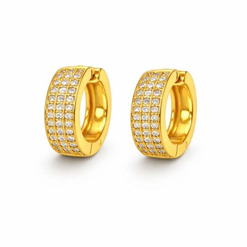 ARGOLA 3 FILEIRAS CRAVEJADAS SEMI OURO