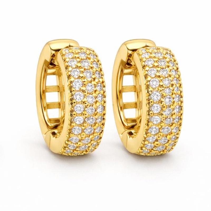 ARGOLA GLAM CRAVEJADA 3 FILEIRAS ZIRCONIAS SEMI OURO