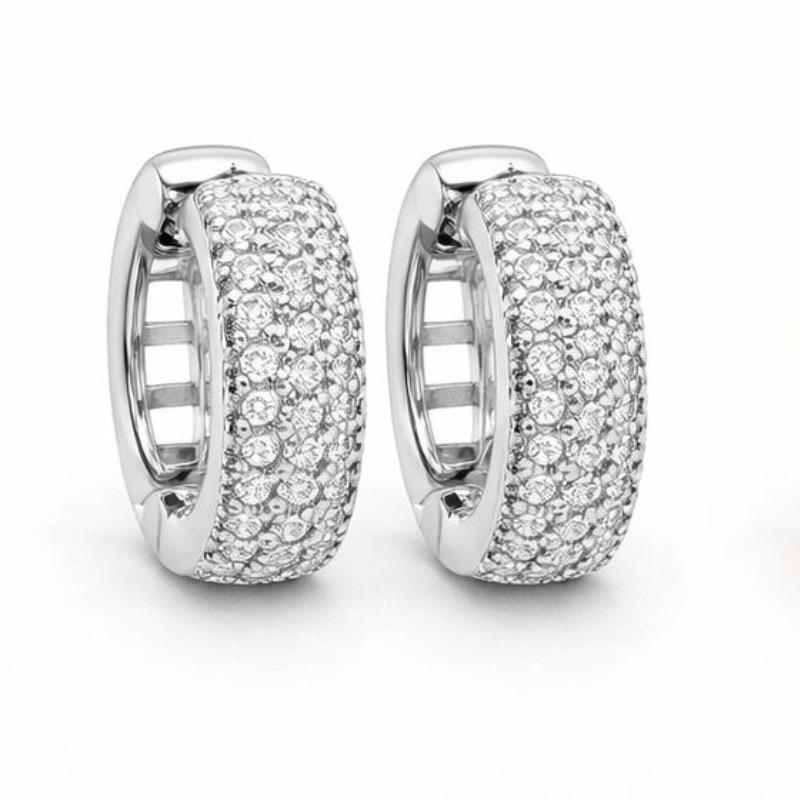 ARGOLA GLAM CRAVEJADA 3 FILEIRAS ZIRCONIAS SEMI PRATA