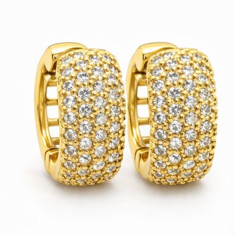 ARGOLA GLAM CRAVEJADA 6 FILEIRAS ZIRCONIAS SEMI OURO