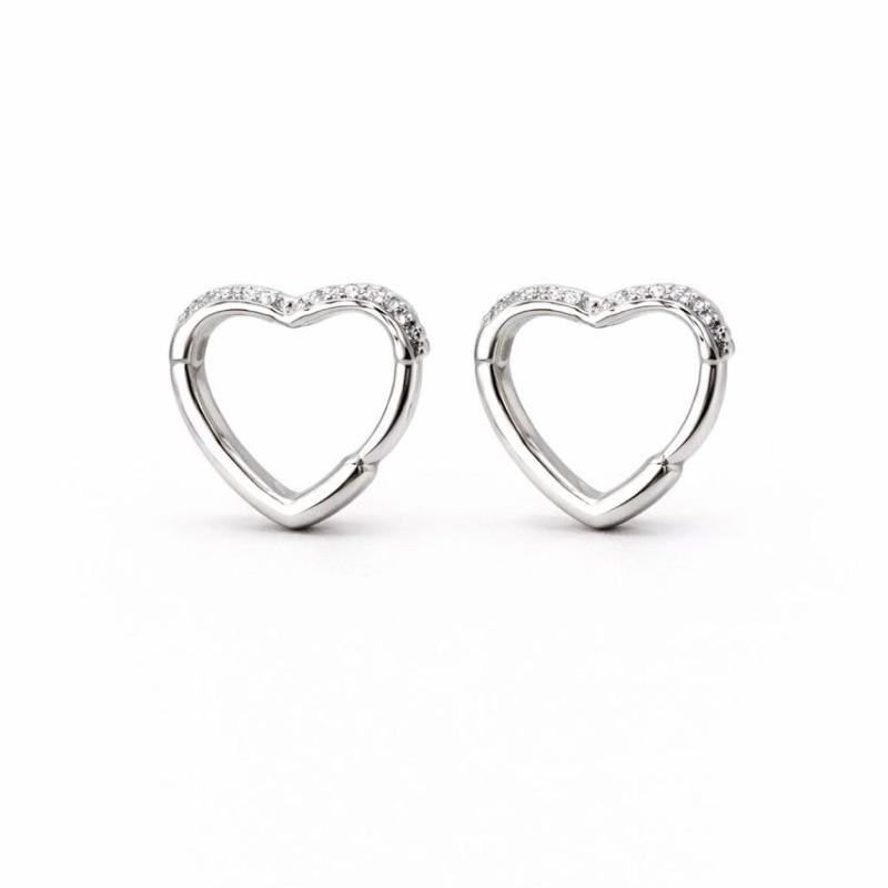 BRINCO CORACAO ARGOLA CRAVEJADO MILIGRAM SEMI PRATA - M