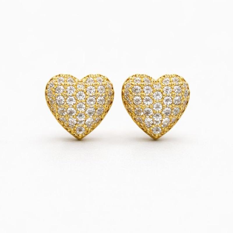 BRINCO CORACAO CRAVEJADO SEMI OURO