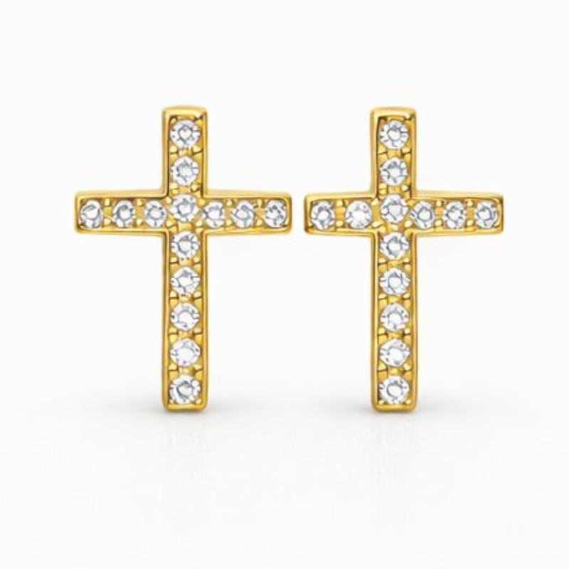 BRINCO CRUZ CRAVEJADO SEMI OURO G