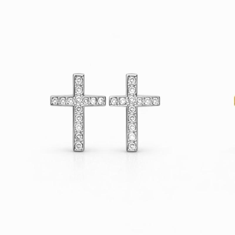 BRINCO CRUZ CRAVEJADO SEMI OURO P