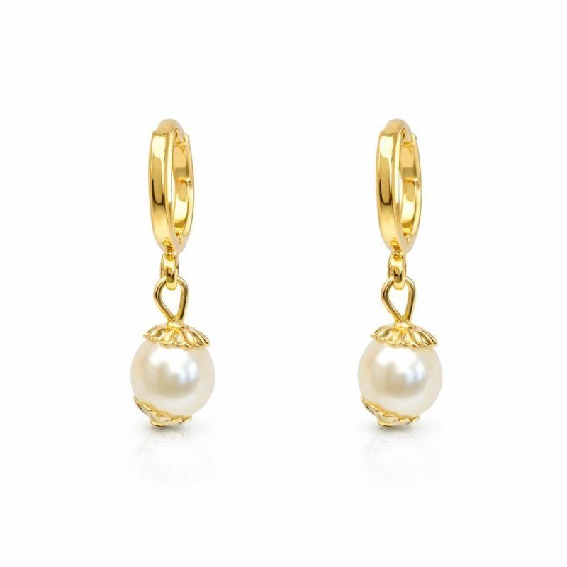 BRINCO PÊNDULO PÉROLA DETALHADADO SEMI OURO