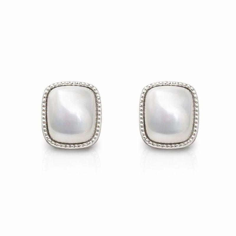 BRINCO PÉROLA SHELL QUADRADO SEMI PRATA