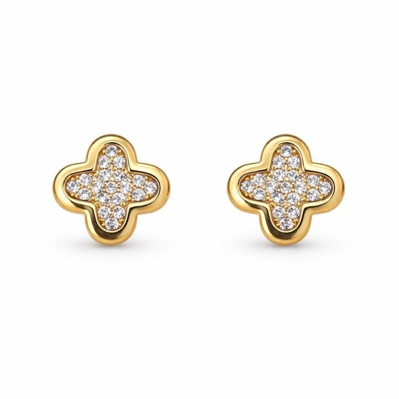 BRINCO TREVO GLAM CRAVEJADO P SEMI OURO