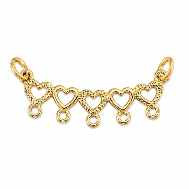 CANGA QUADRUPLA CORACAO DETALHADA SEMI OURO