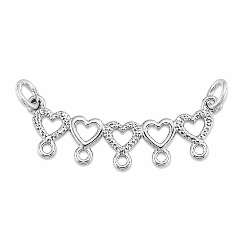 CANGA QUADRUPLA CORACAO DETALHADA SEMI PRATA