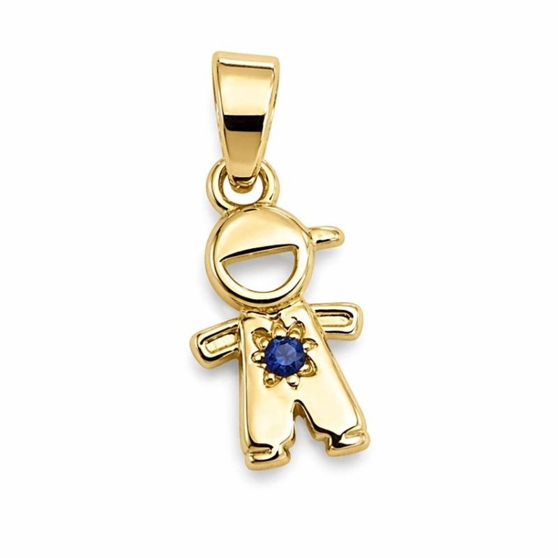 PINGENTE MENINO LISO COM UMA ZIRCÔNIA AZUL