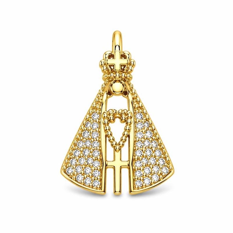 PINGENTE NOSSA SENHORA CRAVEJADO SEMI OURO M