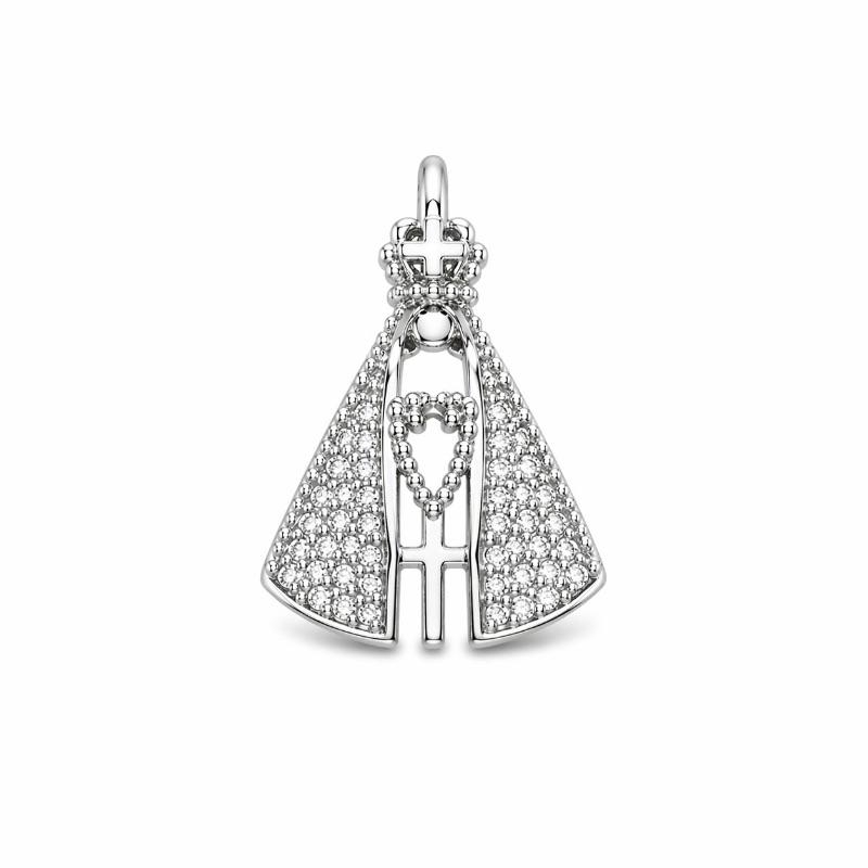 PINGENTE NOSSA SENHORA CRAVEJADO SEMI PRATA P