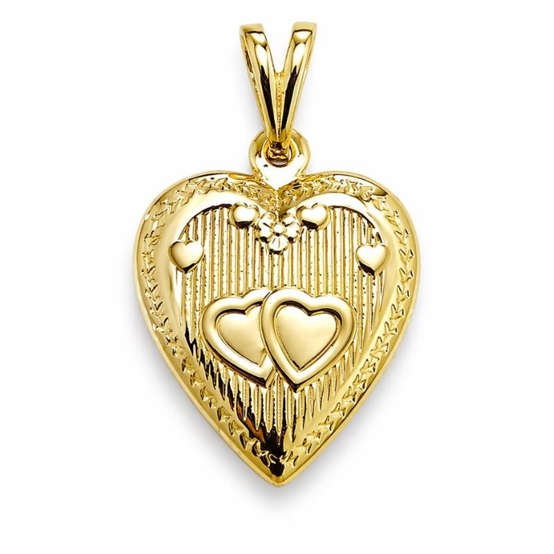 PINGENTE RELICARIO 2 CORACOES SEMI OURO