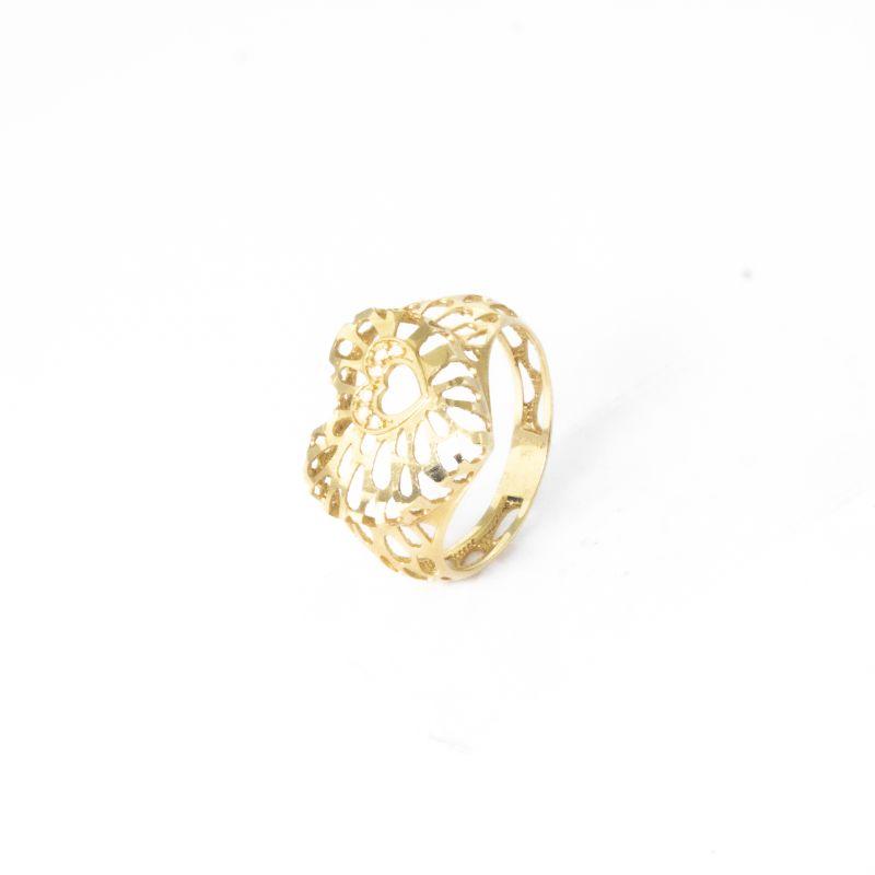 ANEL CORAÇÃO TRABALHADO OURO 18K