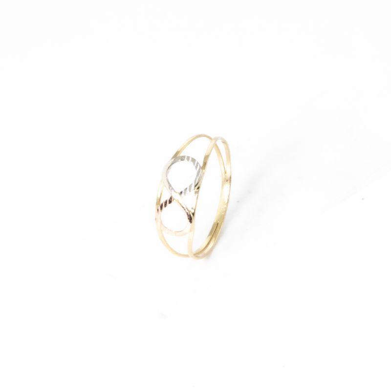 ANEL SÍMBOLO DO INFINITO COM OURO ROSÉ E OURO BRANCO 18K 750