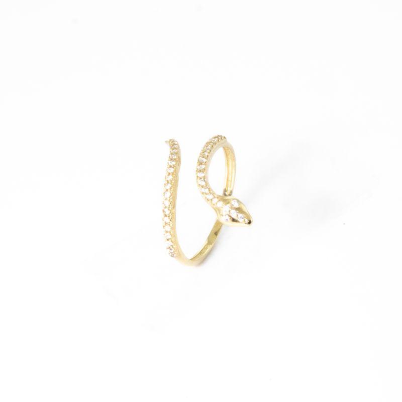 ANEL COBRA  CRAVEJADO COM ZIRCÔNIAS OURO 18K 750