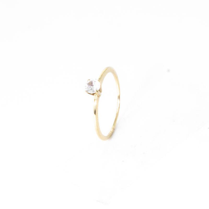 ANEL SOLITÁRIO COM UMA ZIRCÔNIA  OURO 18K