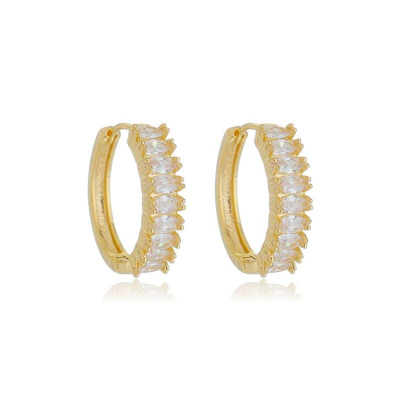 BRINCO ARGOLA LUCENTE ZIRCÔNIA OURO AMARELO