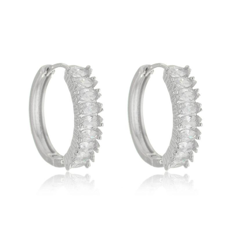 BRINCO ARGOLA LUCENTE ZIRCÔNIA OURO BRANCO