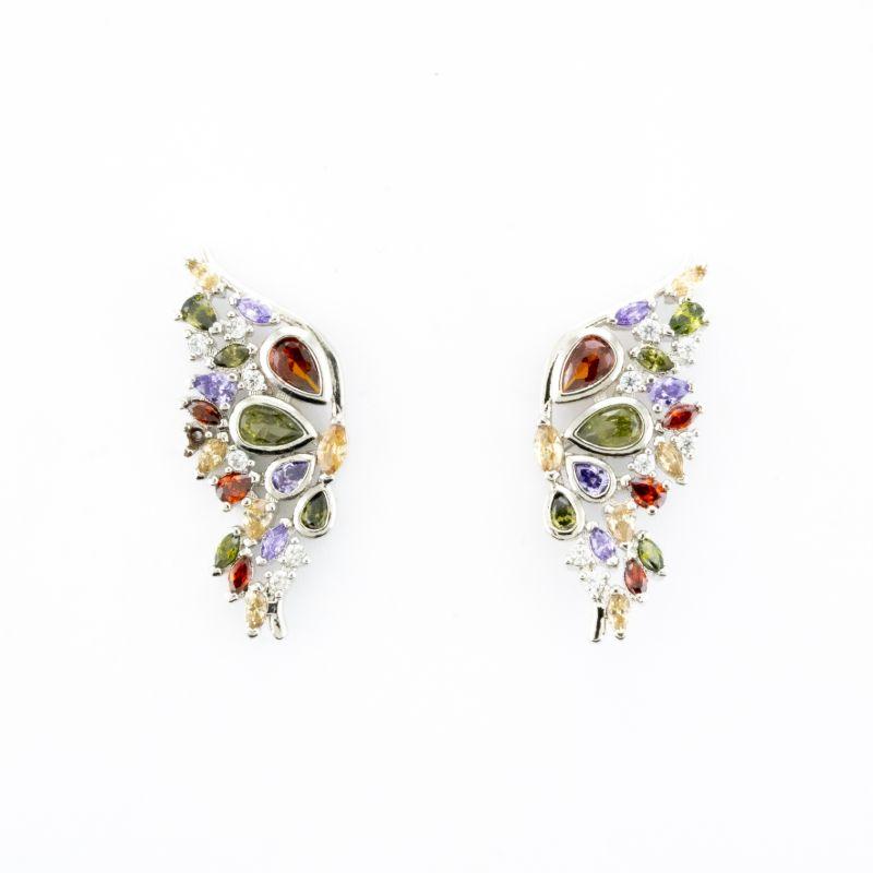 BRINCO BUTTERFLY COLORFUL OURO BRANCO