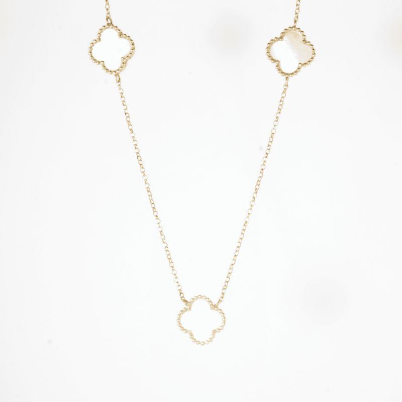 COLAR TREVO MADREPEROLA G OURO 18K