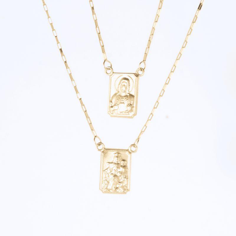 ESCAPULARIO SAGRADO CORACAO DE JESUS MEDALHA 60CM OURO 18K
